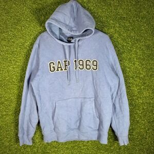 GAP 1969 Logo Hoodie Pullover Sweatshirt Medium M Blue Casual Everyday‎